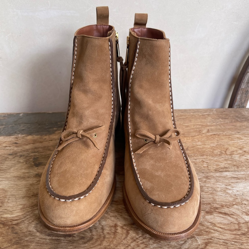 POLO RALPH LAUREN Tan Suede Leather “Delaney” Ankle Boots Rare Woman’s 11B NEW!!